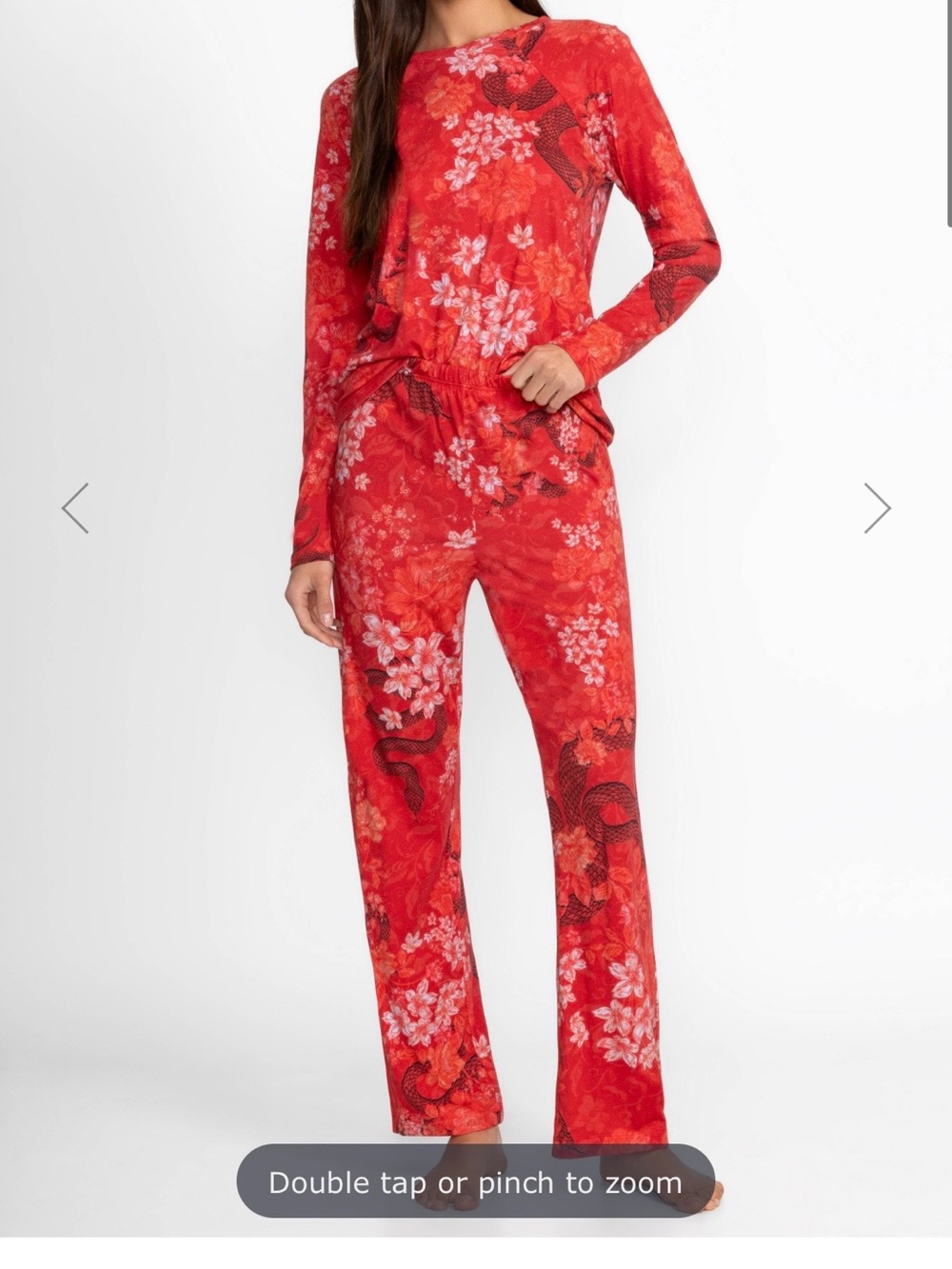 Johnny Was The Reglan PJ Pajama Red Lounge Set Snake Dragon Sweat Pants Medium